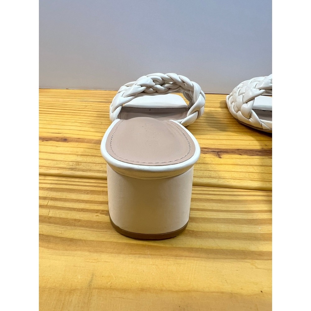Stylish White Braided Heeled Mules‎ – Size 9.